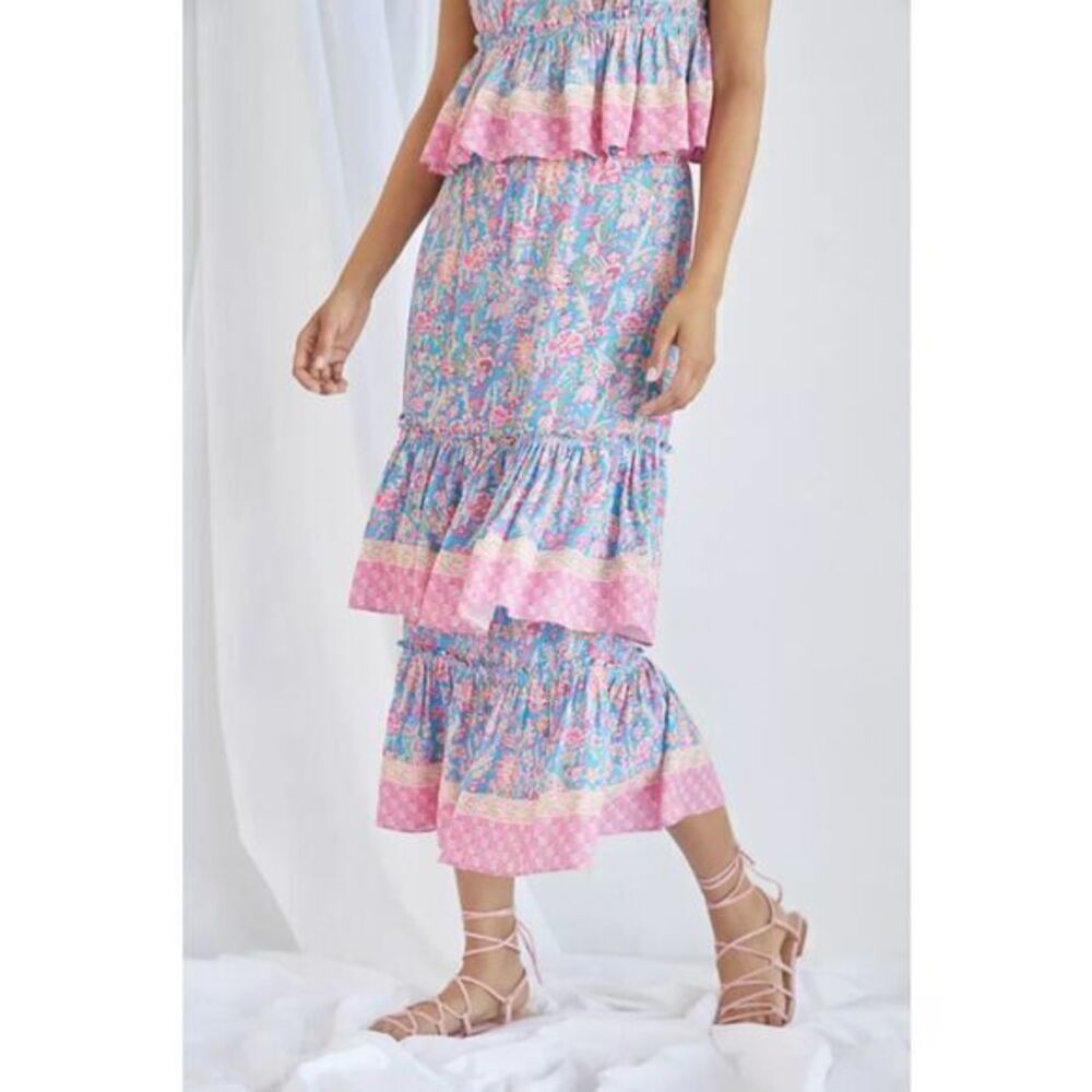 ANTHROPOLOGIE NWT Plenty by Tracy Reese Meadow Tiered Midi Skirt XLARGE